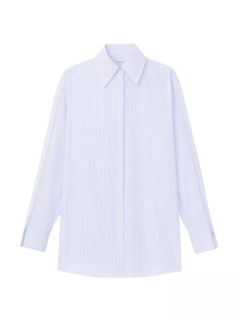 Lafayette 148 New York Striped Cotton Poplin Oversized Shirt 1