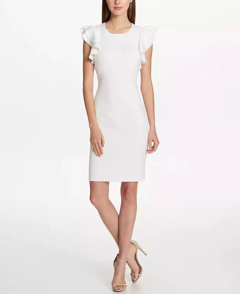 Tommy Hilfiger Women's Scuba Sheath Dress With Flutter Sleeves