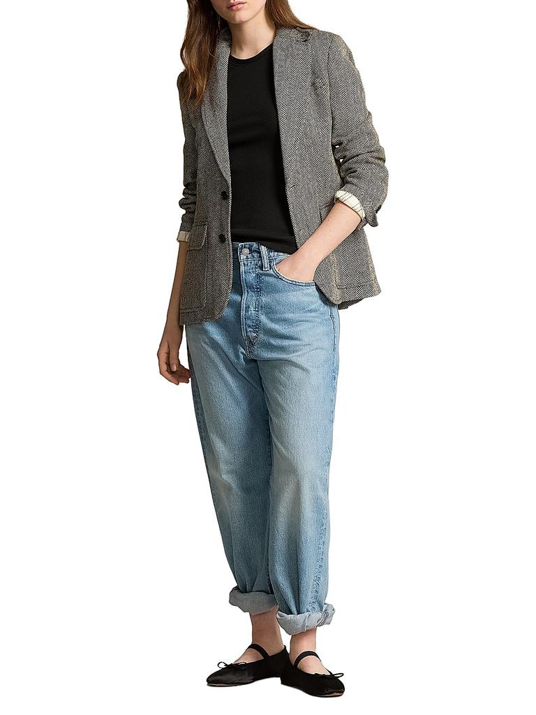 Ralph Lauren Linen-Blend Herringbone Single-Breasted Blazer