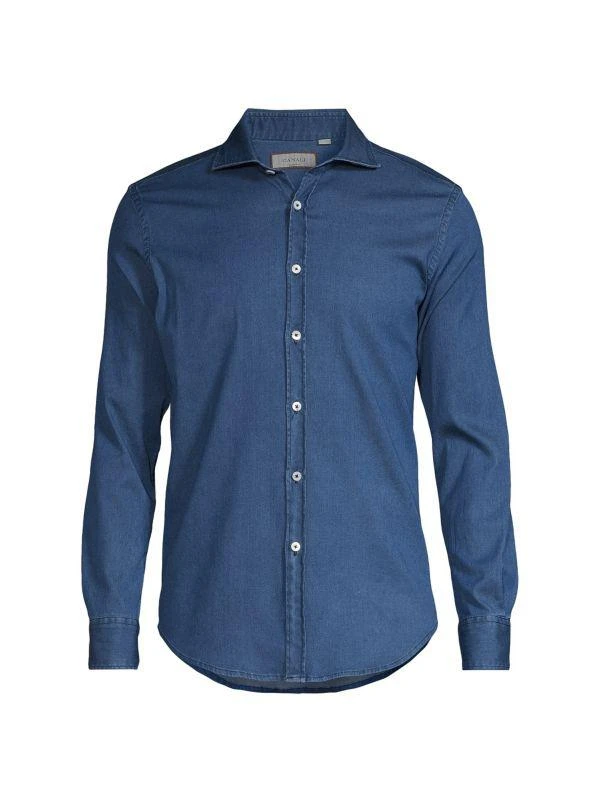 Canali Chambray Cotton & Linen Shirt 5