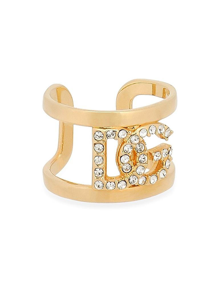 Dolce & Gabbana Goldtone & Glass Crystal Monogram Ring