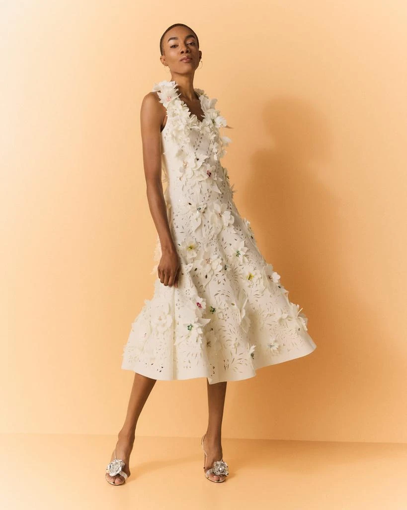 Badgley Mischka Sleeveless Cutout Floral Applique Midi Dress 5