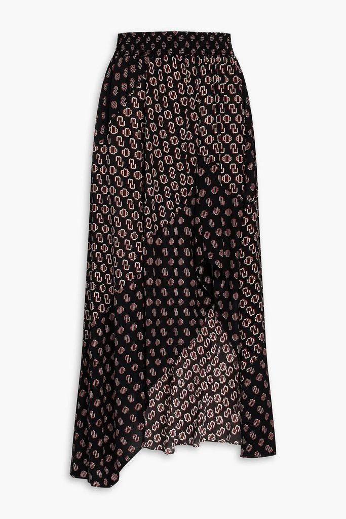 Maje Asymmetric logo-print voile midi skirt