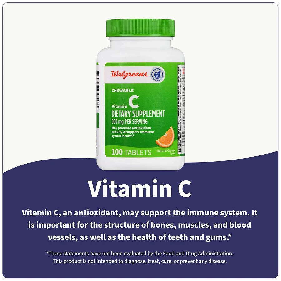 Walgreens Chewable Vitamin C 500 mg Tablets Natural Orange 6