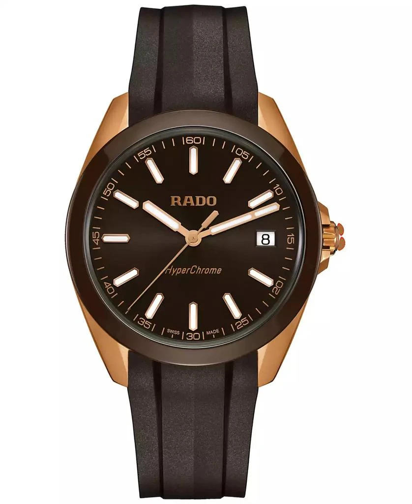 Rado Men's Swiss HyperChrome Brown Rubber Strap Watch 42mm 1