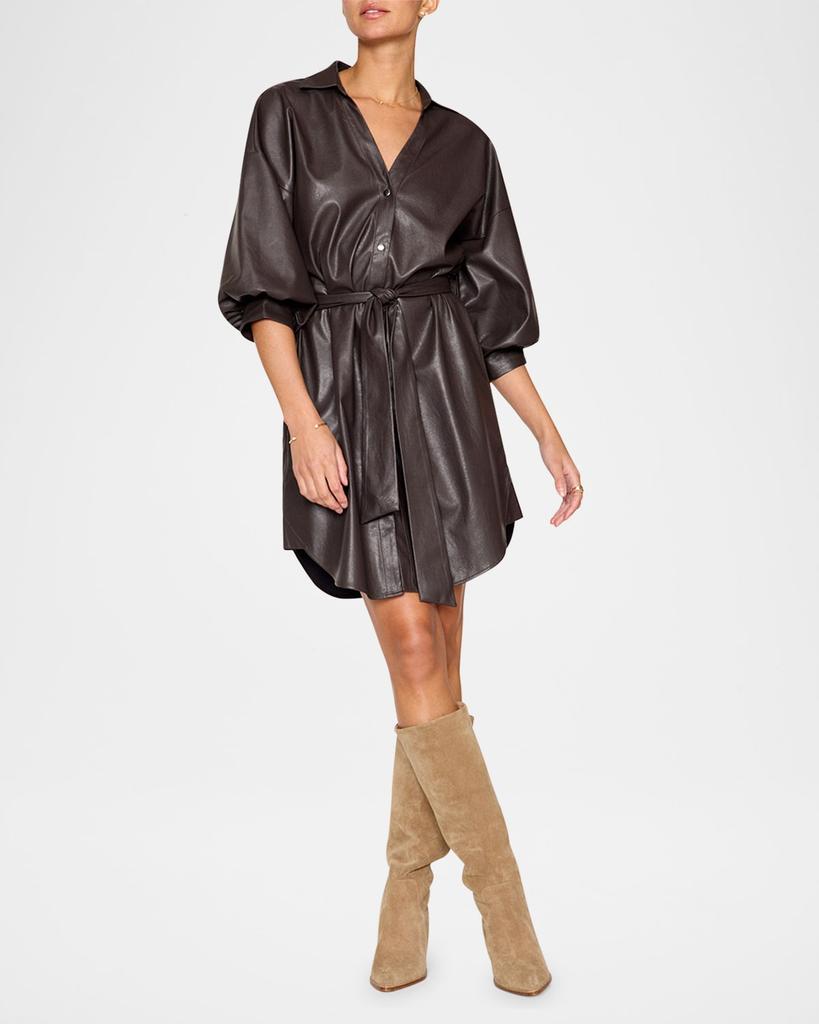 Brochu Walker Kate Belted Vegan Leather Mini Shirtdress