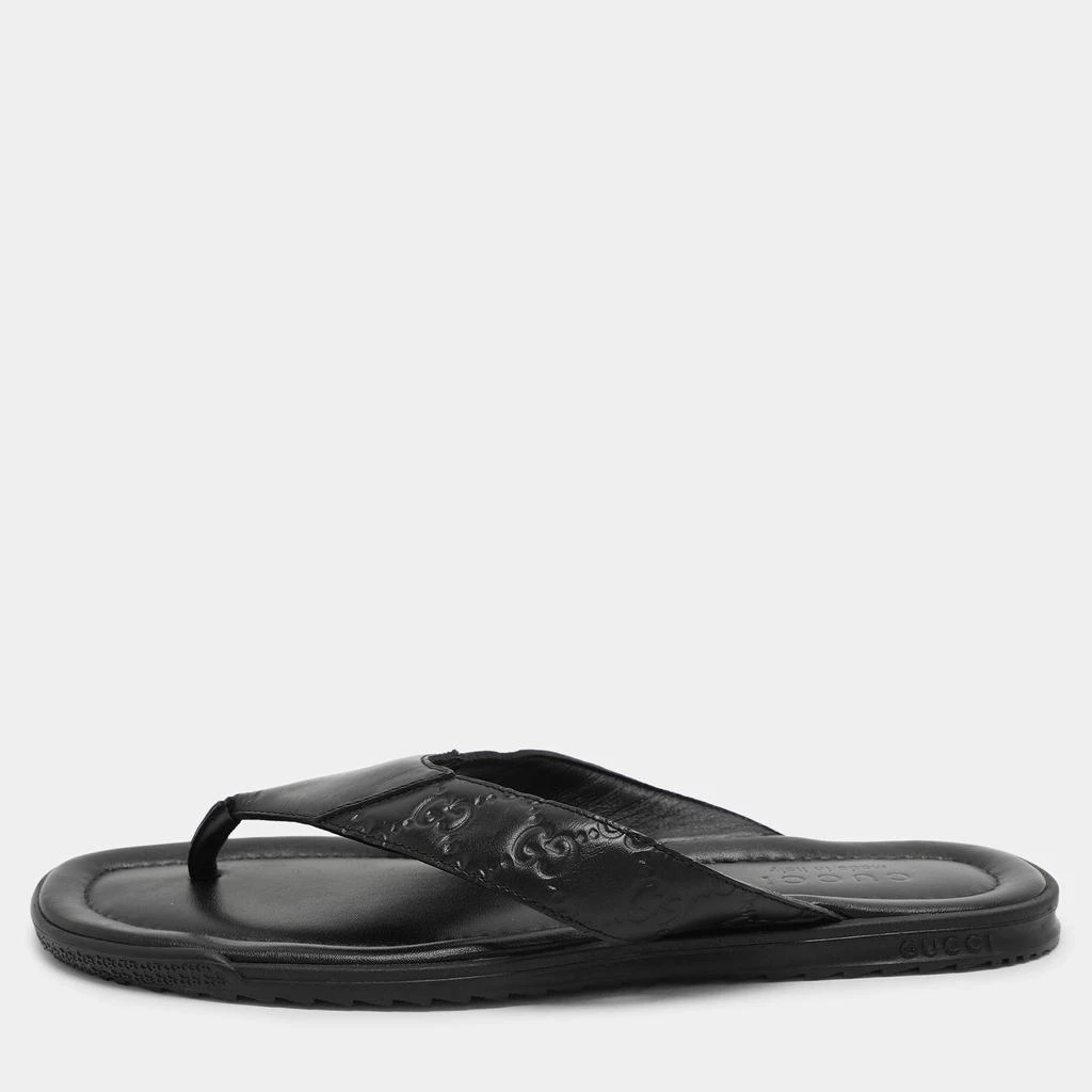 Gucci Gucci Black Guccissima Leather Criss Cross Flat Slides Size 43 1