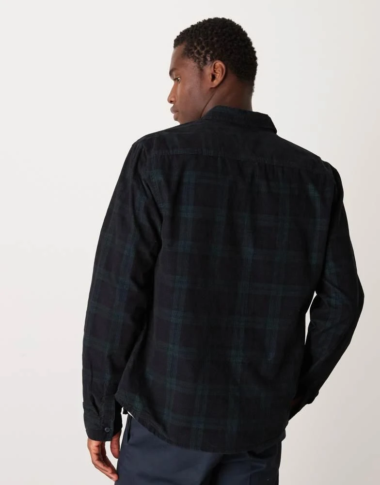New Look New Look cord check shirt in green and navy 3