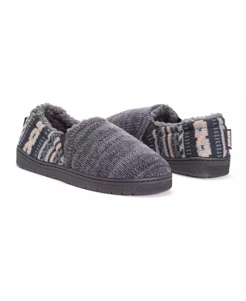 MUK LUKS Men's Christopher Slippers, Dark Sapphire/Pewter, Large