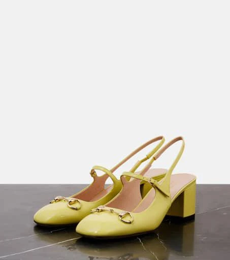Gucci Horsebit 55 patent leather slingback pumps 4