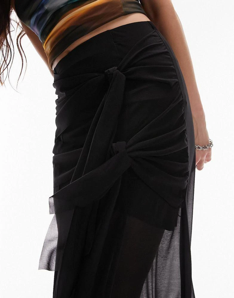 Topshop Topshop knot midi skirt in black 3