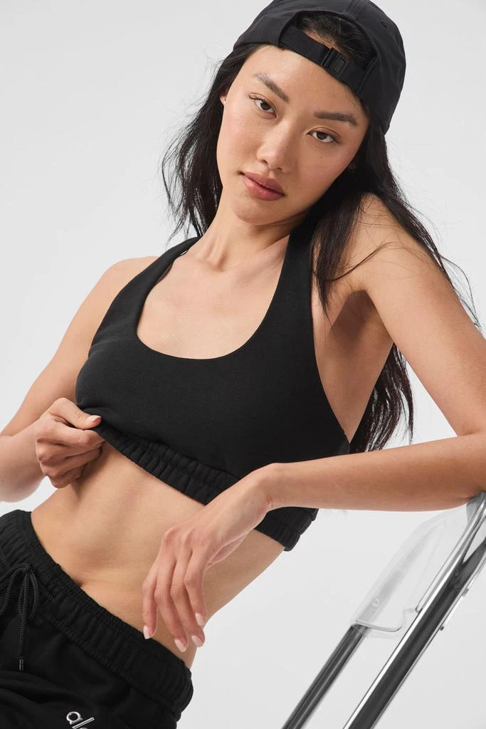 Alo Scoop Neck Sweatshirt Bra - Black 1