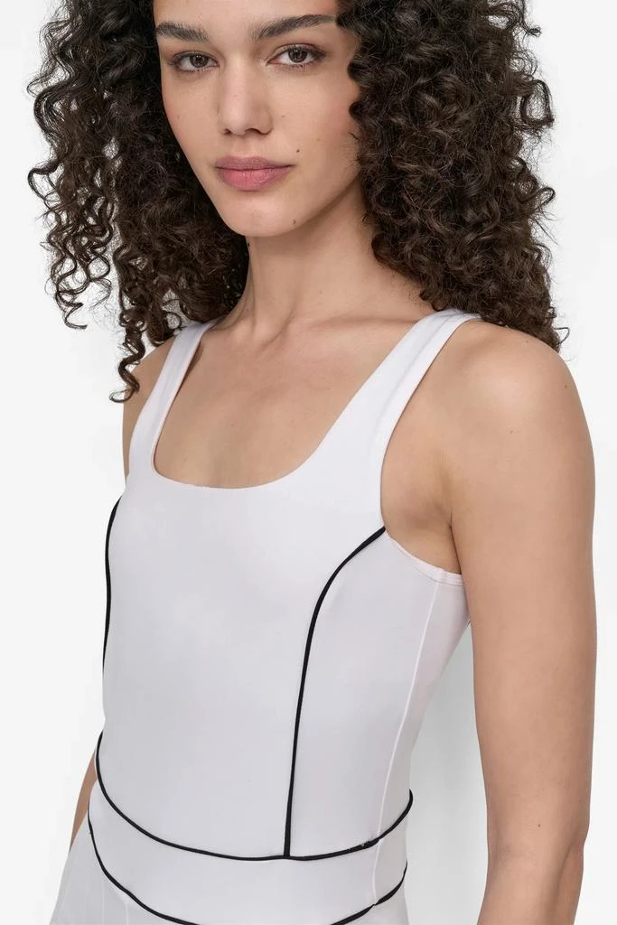 open lace back dress Soft Active Open-Back Pleated Tennis Dress in Milk