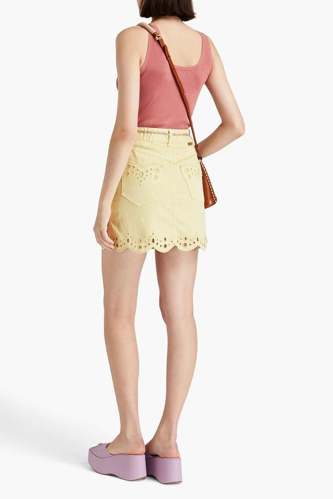 Zimmermann Broderie anglaise-trimmed denim mini skirt 3