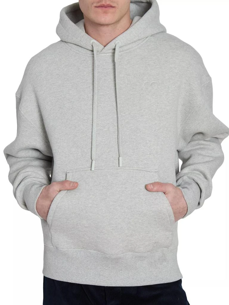 AMI Logo-Embossed Cotton-Blend Hoodie 6