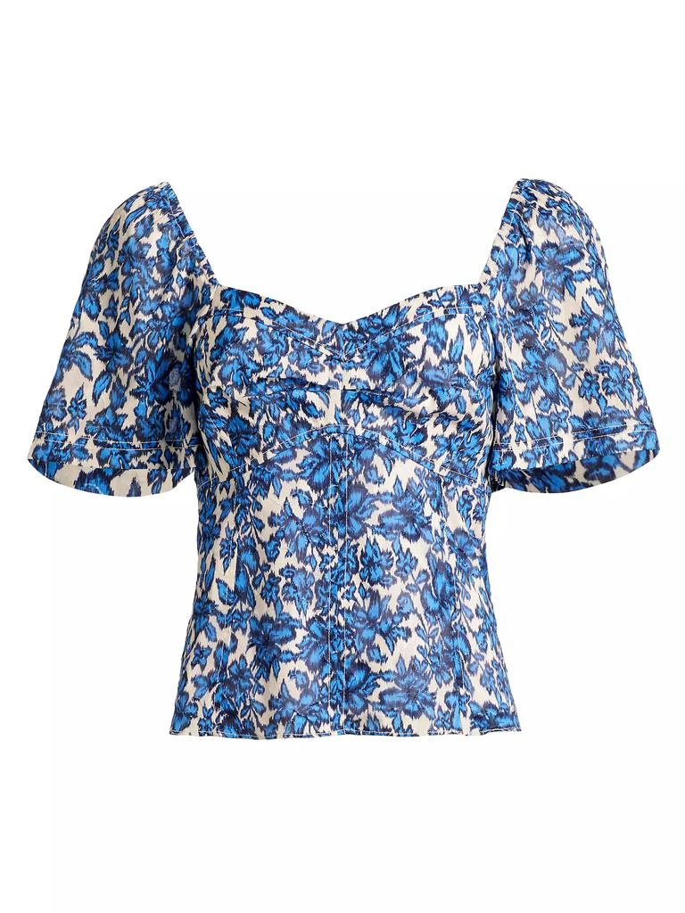 Tanya Taylor Bleecker Floral Flutter-Sleeve Blouse 1