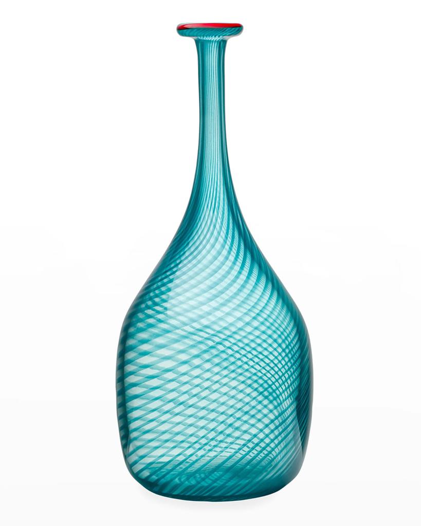 Kosta Boda Red Rim Green Bottle