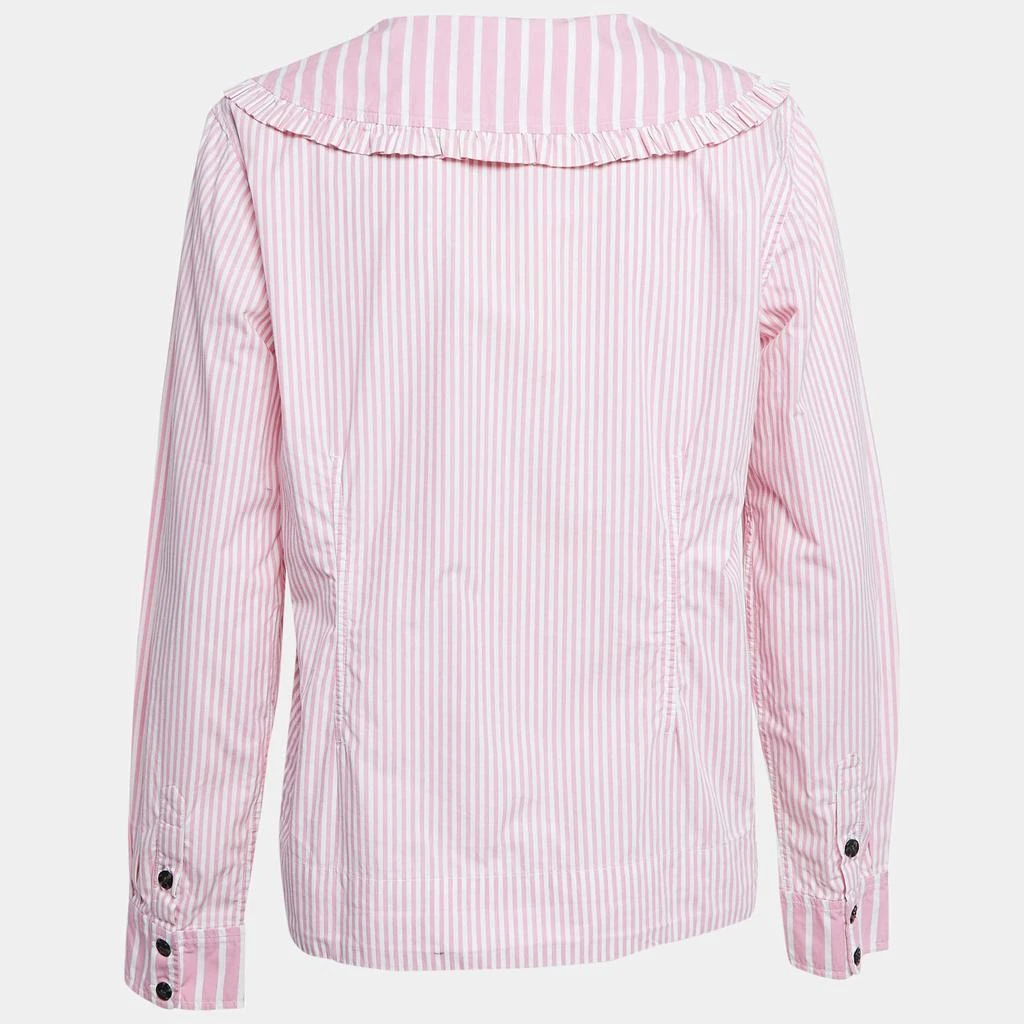Ganni Ganni Pink/White Stripe Cotton Ruffled Collar Shirt M 2