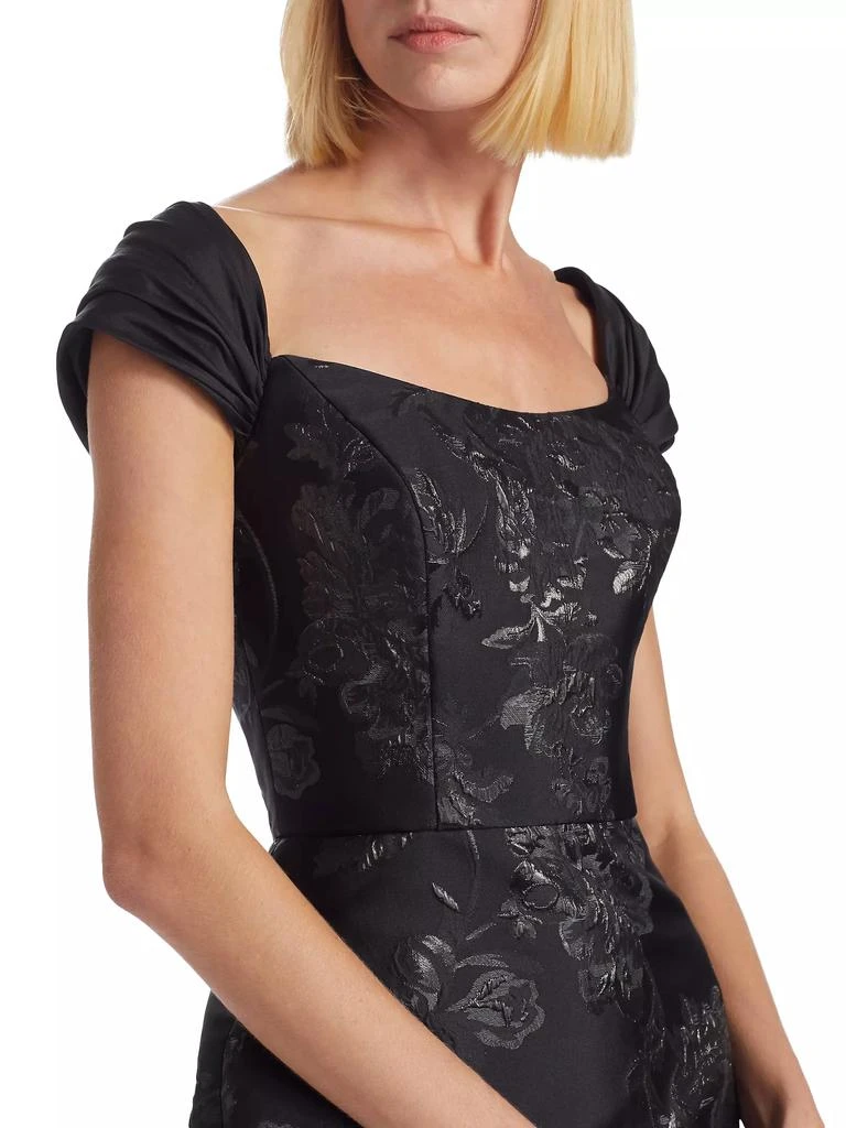 Amsale Brocade &amp; Taffeta Tea-Length Dress 6
