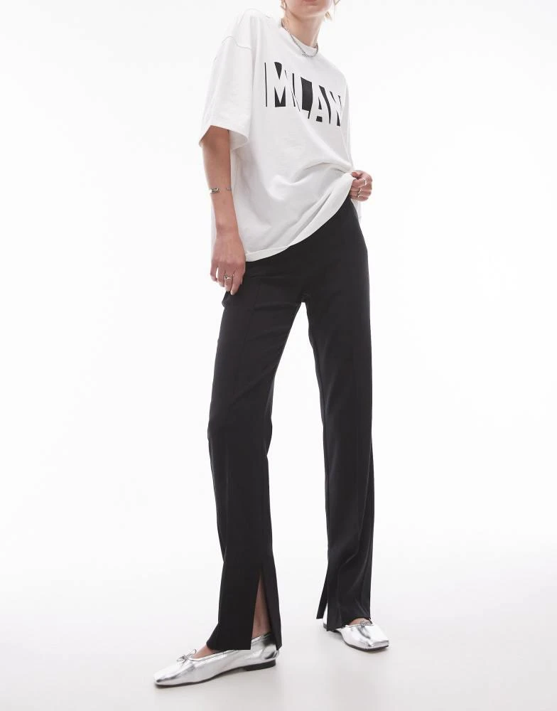 Topshop Tall Topshop Tall basic split trouser in black 1