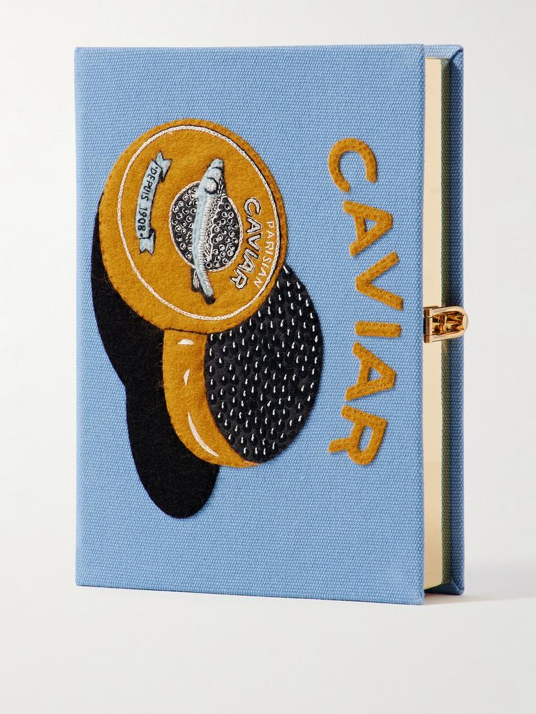 Olympia Le-Tan Caviar 刺绣贴花帆布手拿包