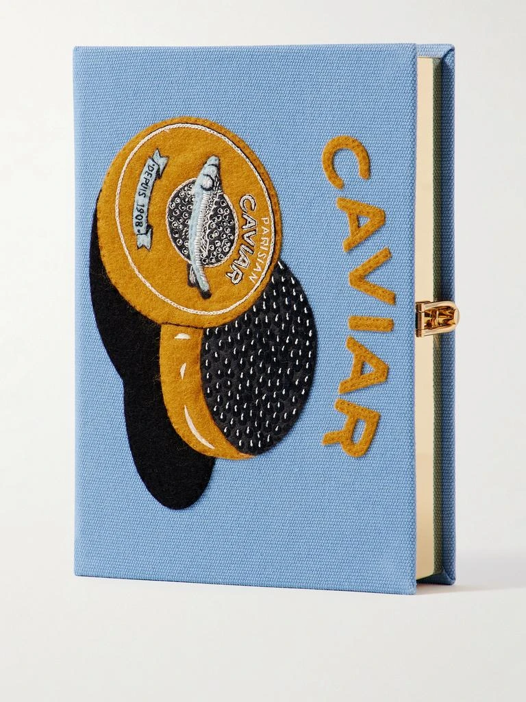 Olympia Le-Tan Caviar 刺绣贴花帆布手拿包 1