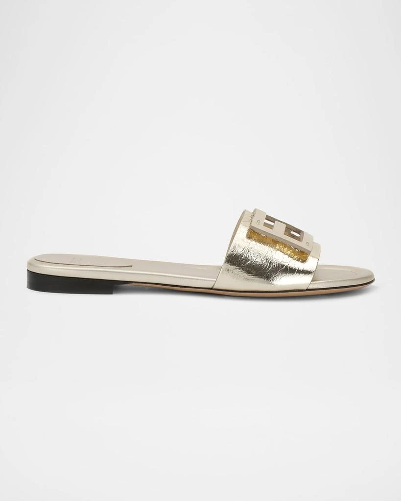 Fendi Baguette FF Tube Metallic Medallion Flat Sandals 1