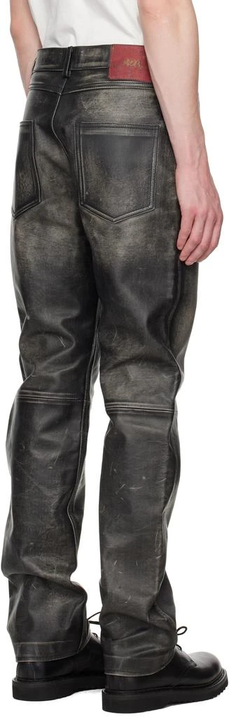 424 Black Five Pocket Leather Pants 3