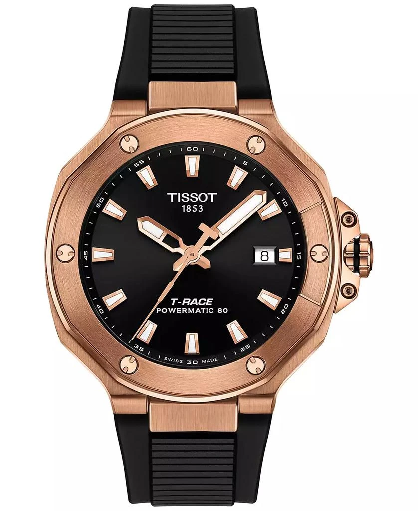 Tissot Men's Swiss Automatic T-Race Powermatic 80 Black Silicone Strap Watch 41mm 5