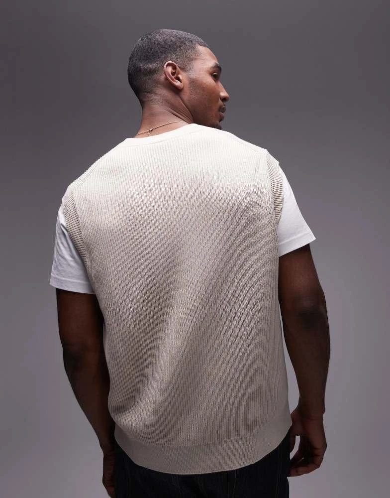 ARKET ARKET knitted tank vest with crew neck in off white 4