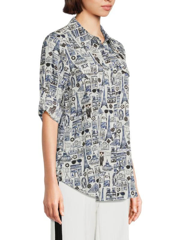 Karl Lagerfeld Paris Whimsical Print Button-Front Shirt 2