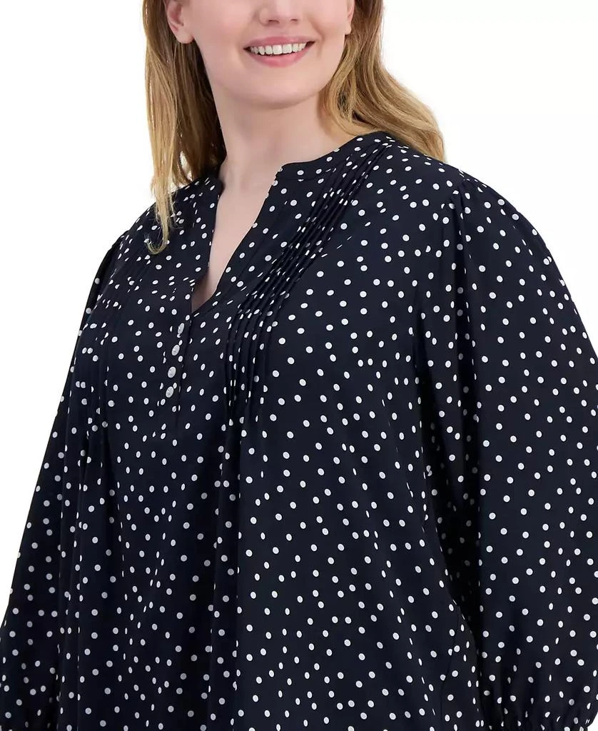 Tommy Hilfiger Plus Size Dot Print Pintuck 3/4-Sleeve Top 3