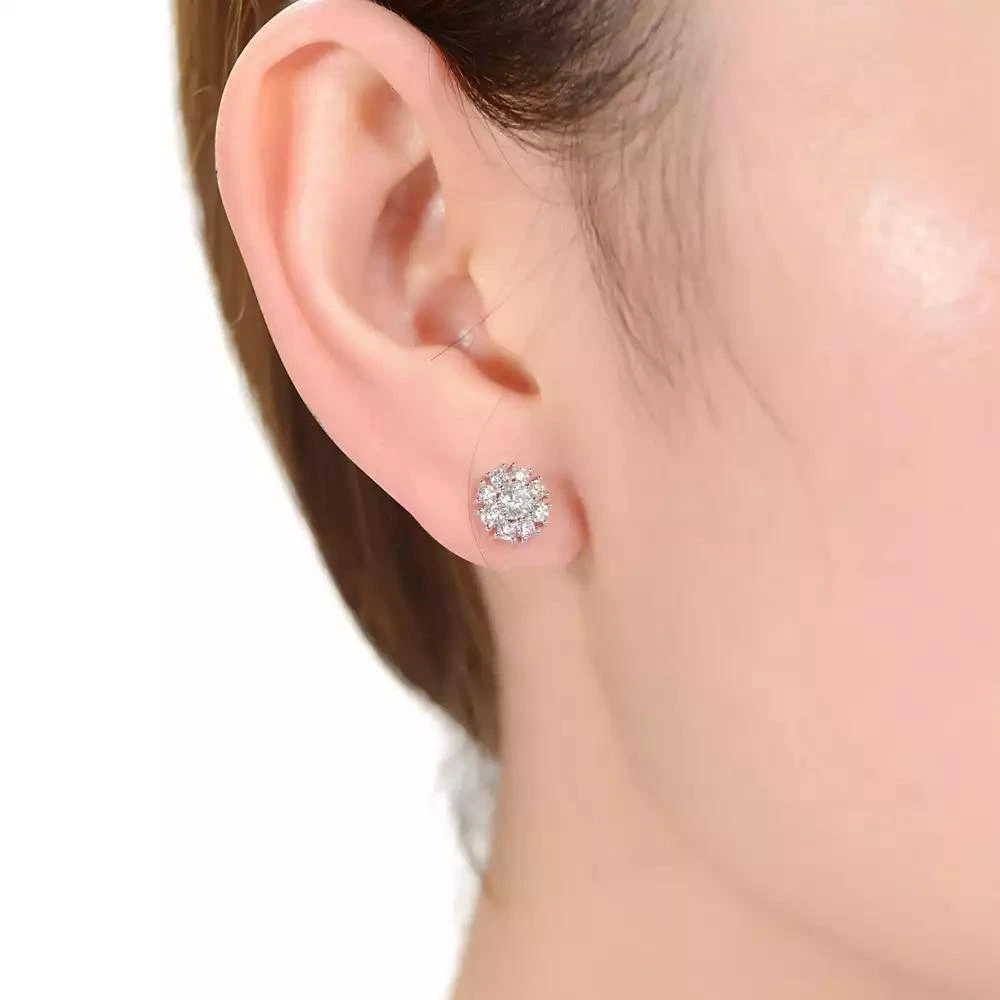 Rachel Glauber White Gold Plated with Cubic Zirconia Snowflake Cluster Stud Earrings 2