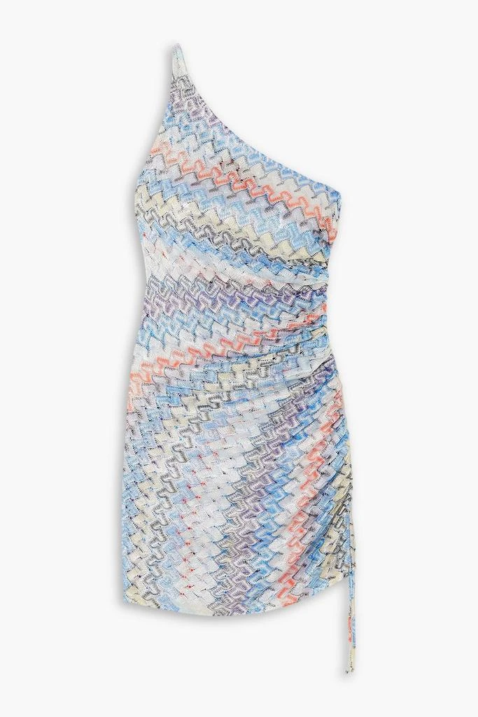 Missoni Mare one-shoulder ruched metallic crochet-knit mini dress 1