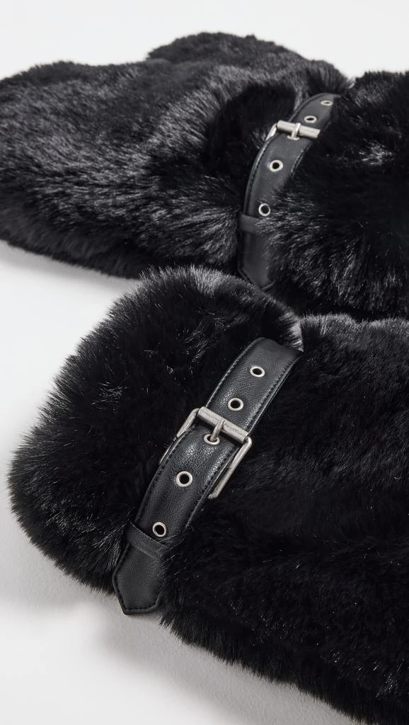 Acne Studios Fluffy Faux Fur Buckle Mittens 3