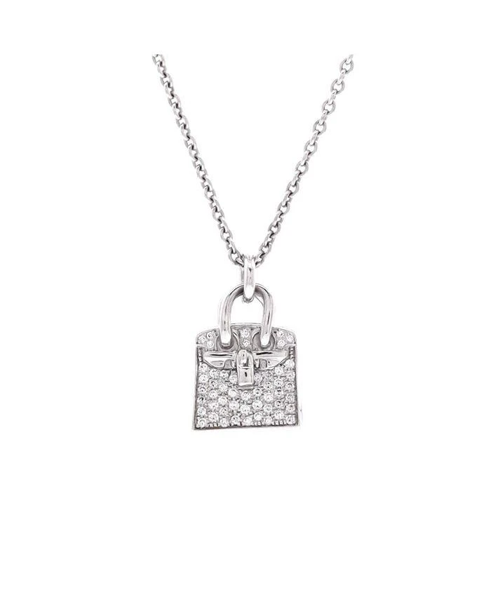 Pre-Owned HERMÈS Birkin Amulette Pendant Necklace 18K White Gold and Diamonds, 15.5"