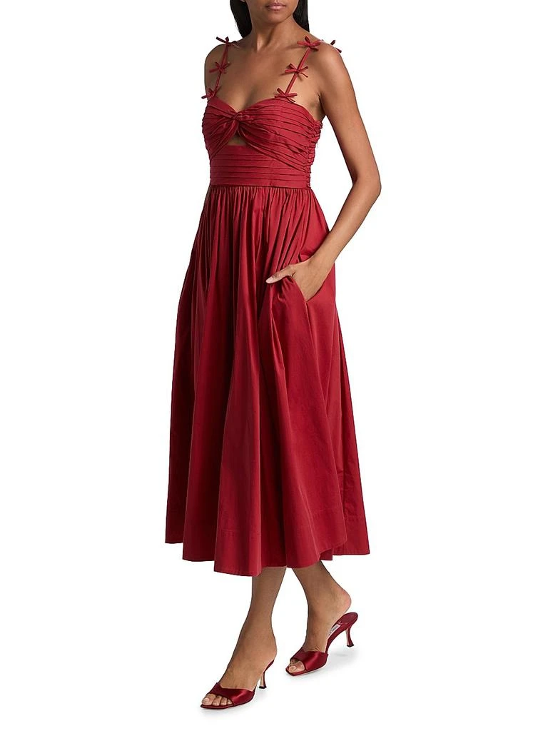 knee length dresses for ladies Arielle Bow Strap A-Line Midi Formal Dress
