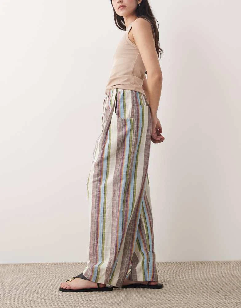 Free People Free People chambers laid back pull on trousers in ivory combo stripe 5