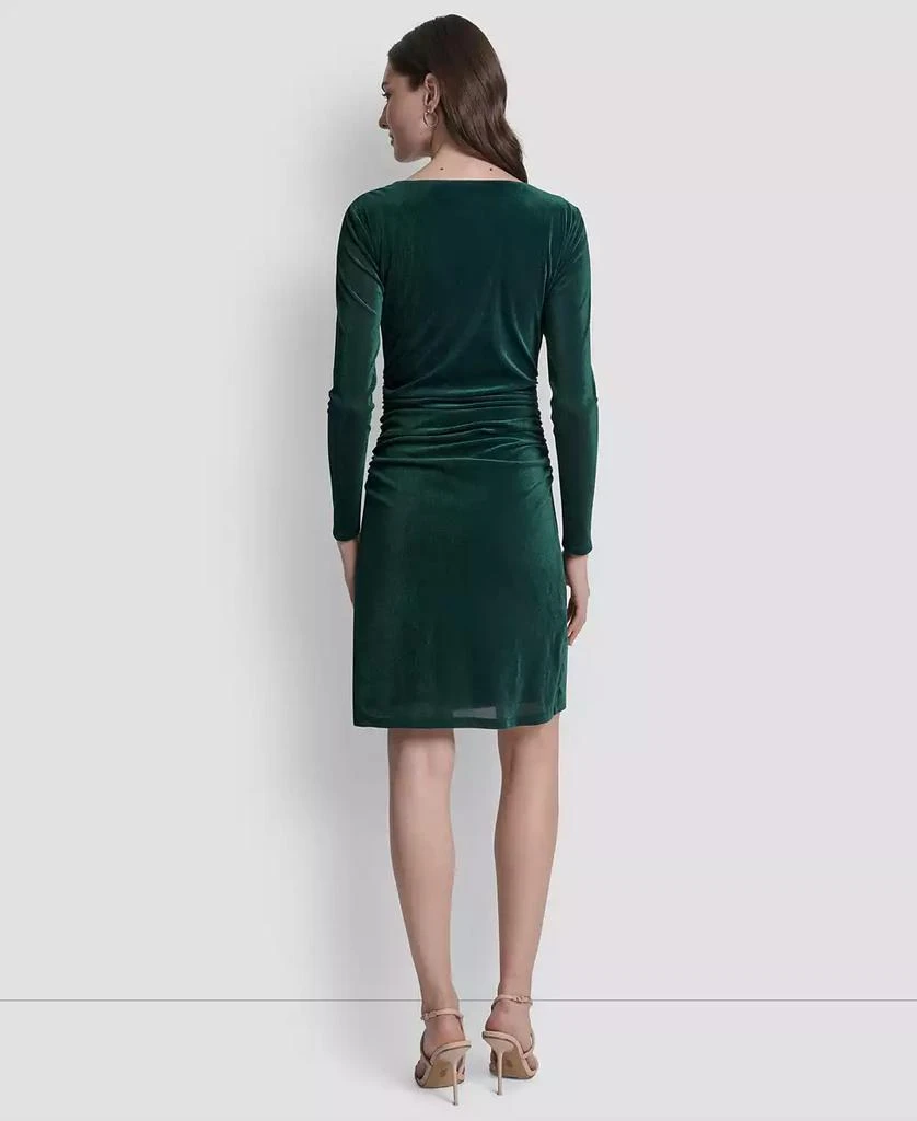 dkny dress long sleeve DKNY Women's Long Sleeve Collar Solid Fit and Flare Dress with Pockets