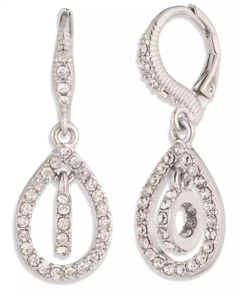 Shop Silver Tone Crystal Pear Stone Double Drop Earrings on