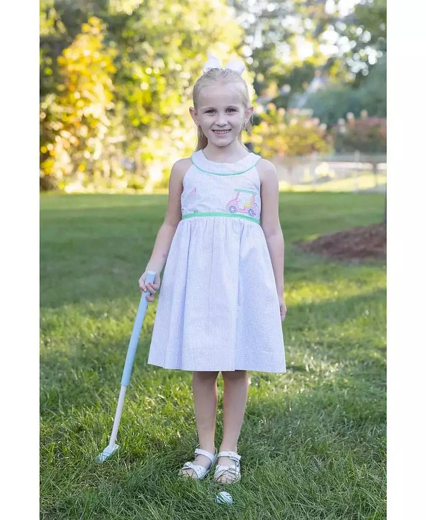 Florence Eiseman Little Girls Check Seersucker Dress With Golf Cart 4