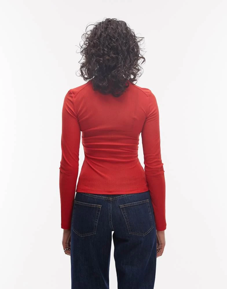 ASOS ASOS DESIGN long sleeve with button top in red 4