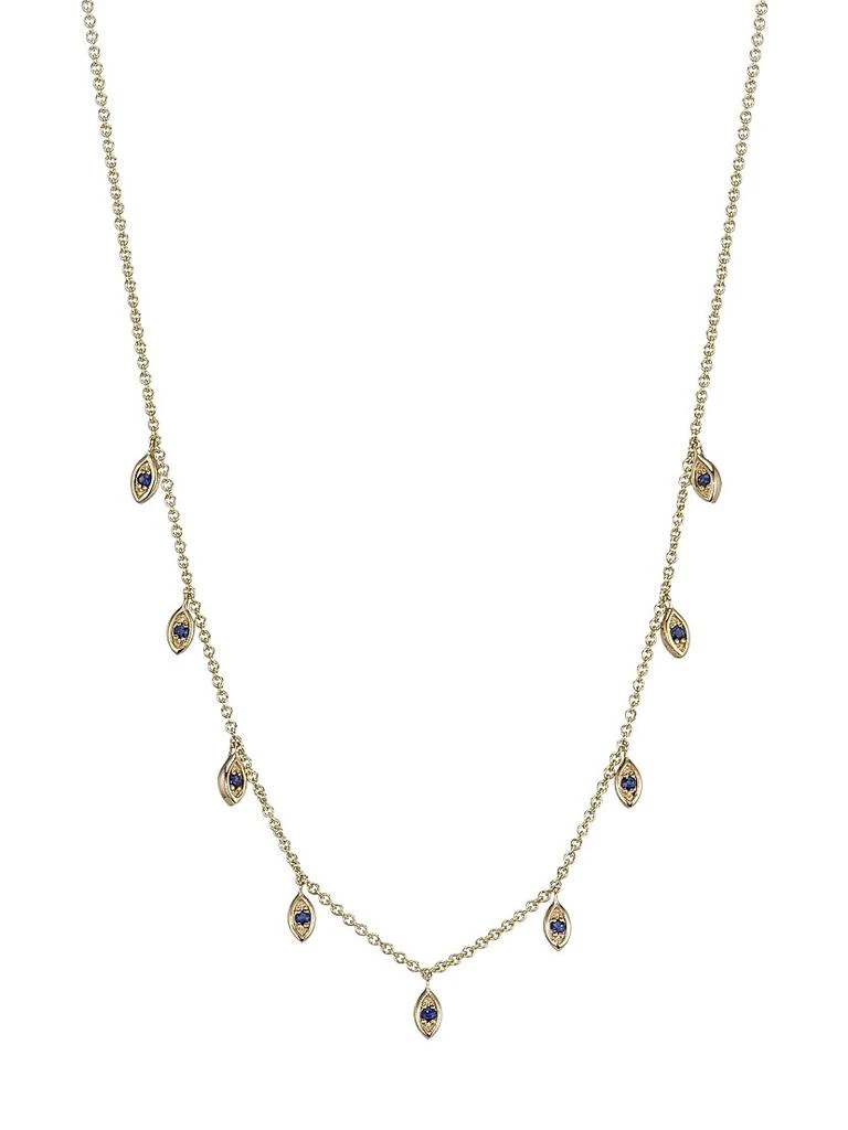 Sydney Evan 14K Yellow Gold 
Sapphire Marquise Charm Necklace