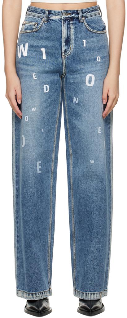 We11done Navy Random Logo Jeans