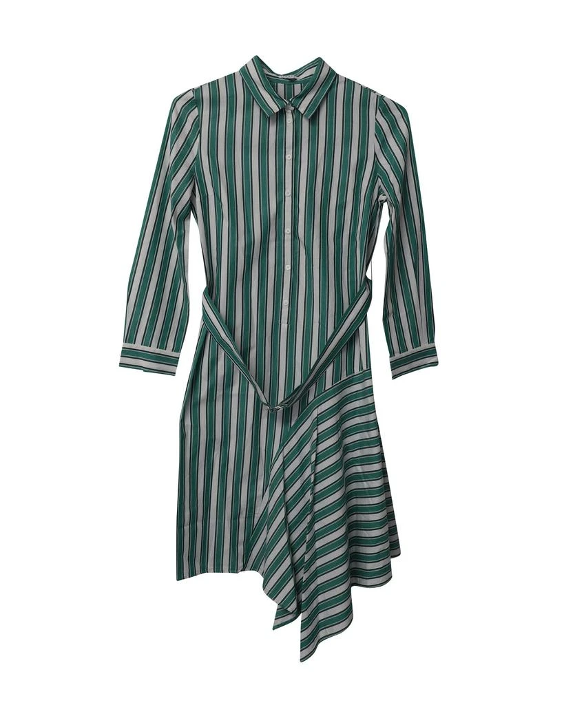 Claudie Pierlot Asymmetric Striped Shirt Dress in Green Cotton 5