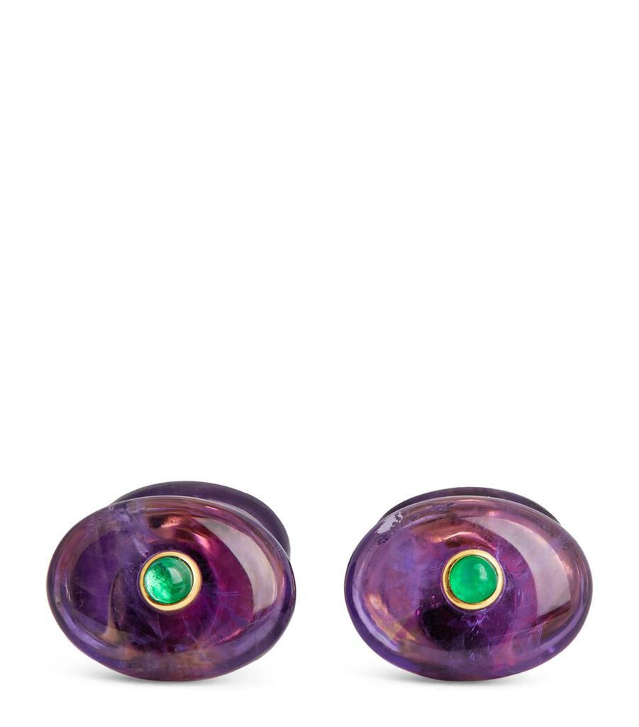 Deakin & Francis Yellow Gold and Amethyst Cufflinks
