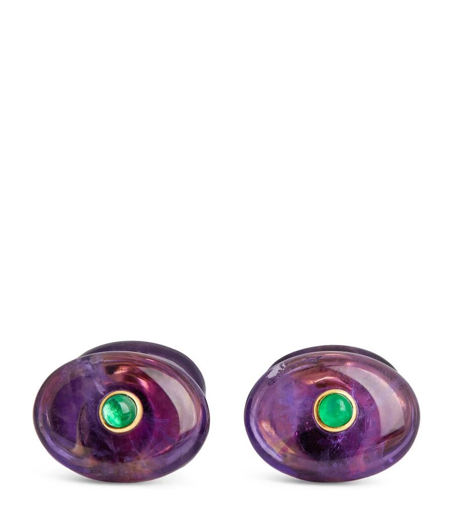 Deakin & Francis Yellow Gold and Amethyst Cufflinks 1
