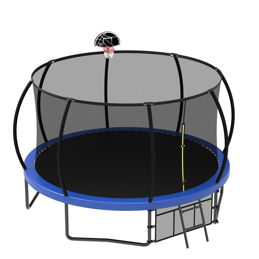 TRIPLE T 12FT Recreational Kids Trampoline with Safety Enclosure Net 
Ladder, Outdoor Recreational Trampolines 4