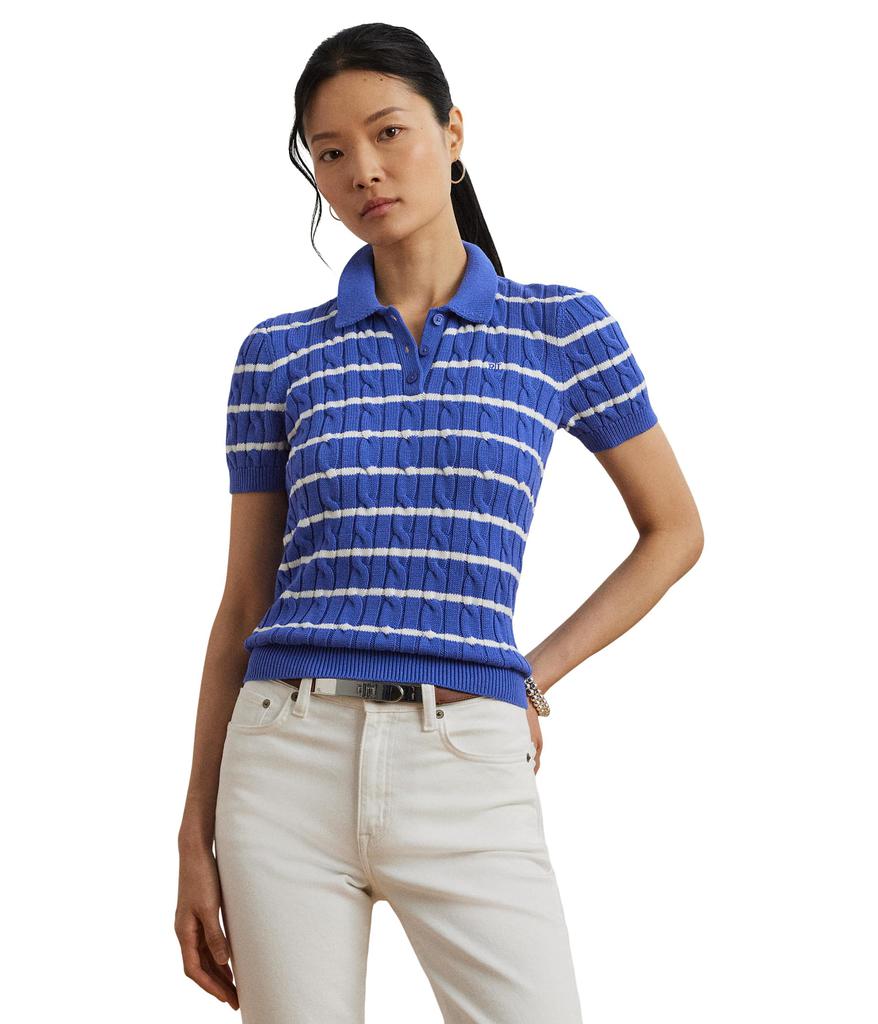 Ralph Lauren Striped Cable-knit Cotton Polo Sweater