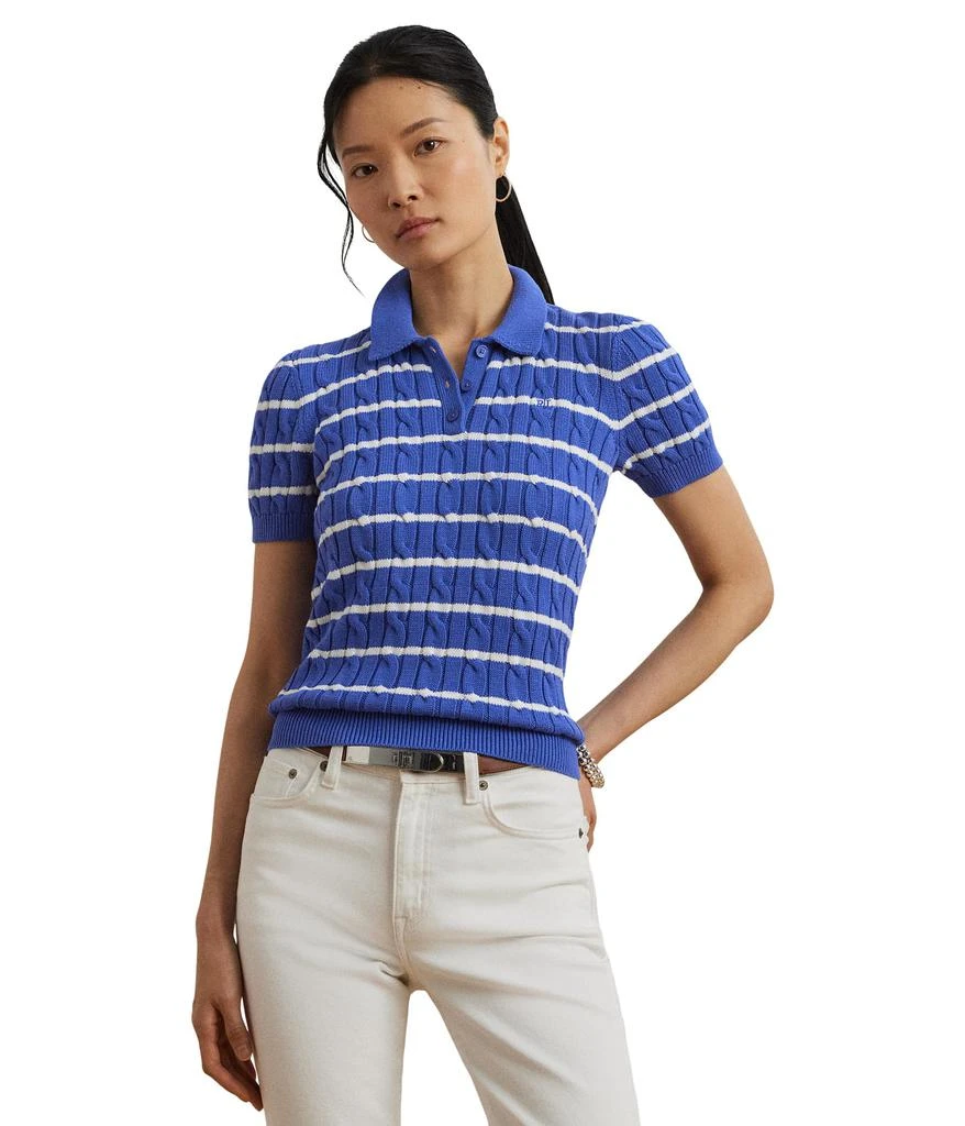 Ralph Lauren Striped Cable-knit Cotton Polo Sweater 1